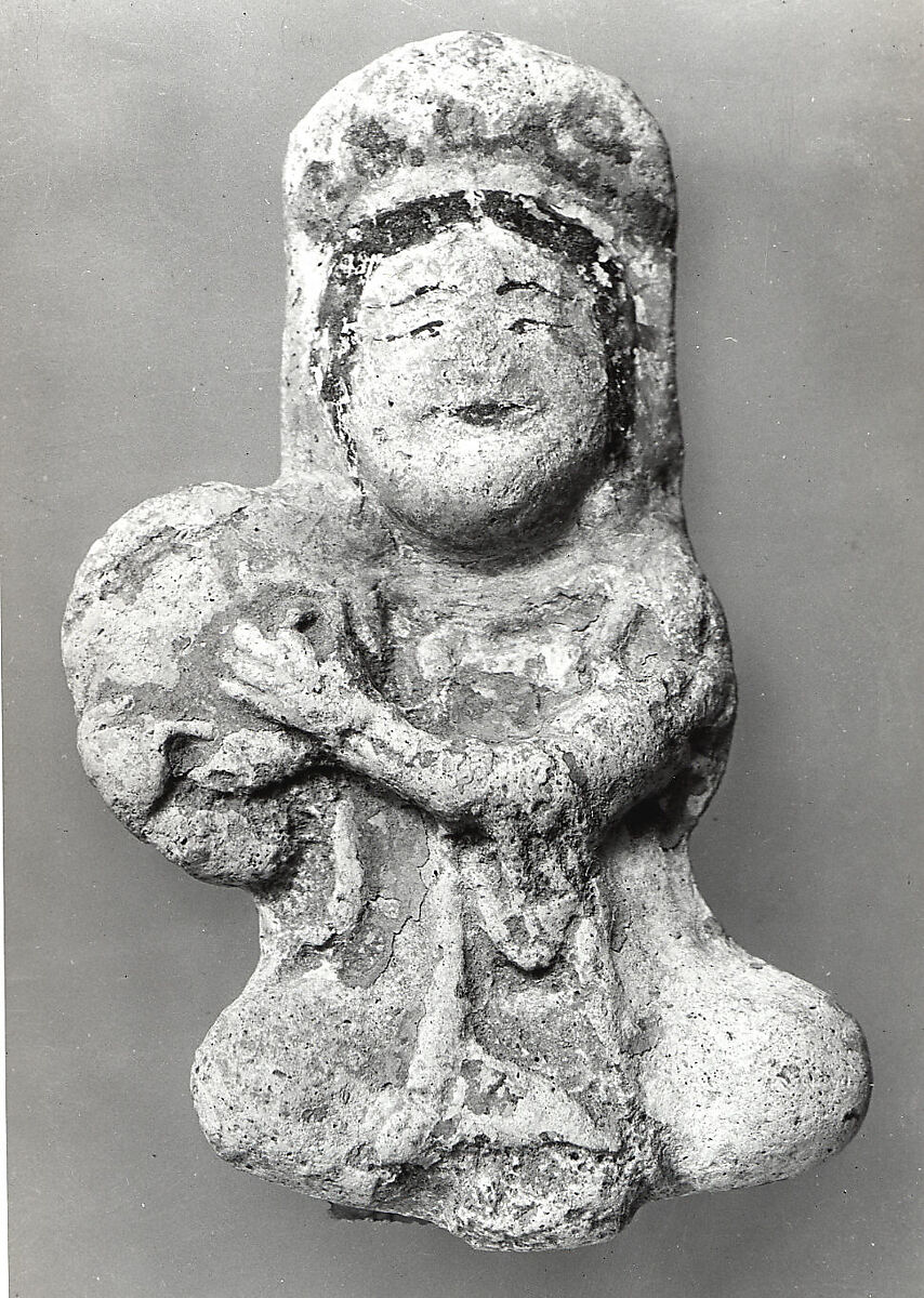 Seated Tambourine Player, Stucco; molded and painted
