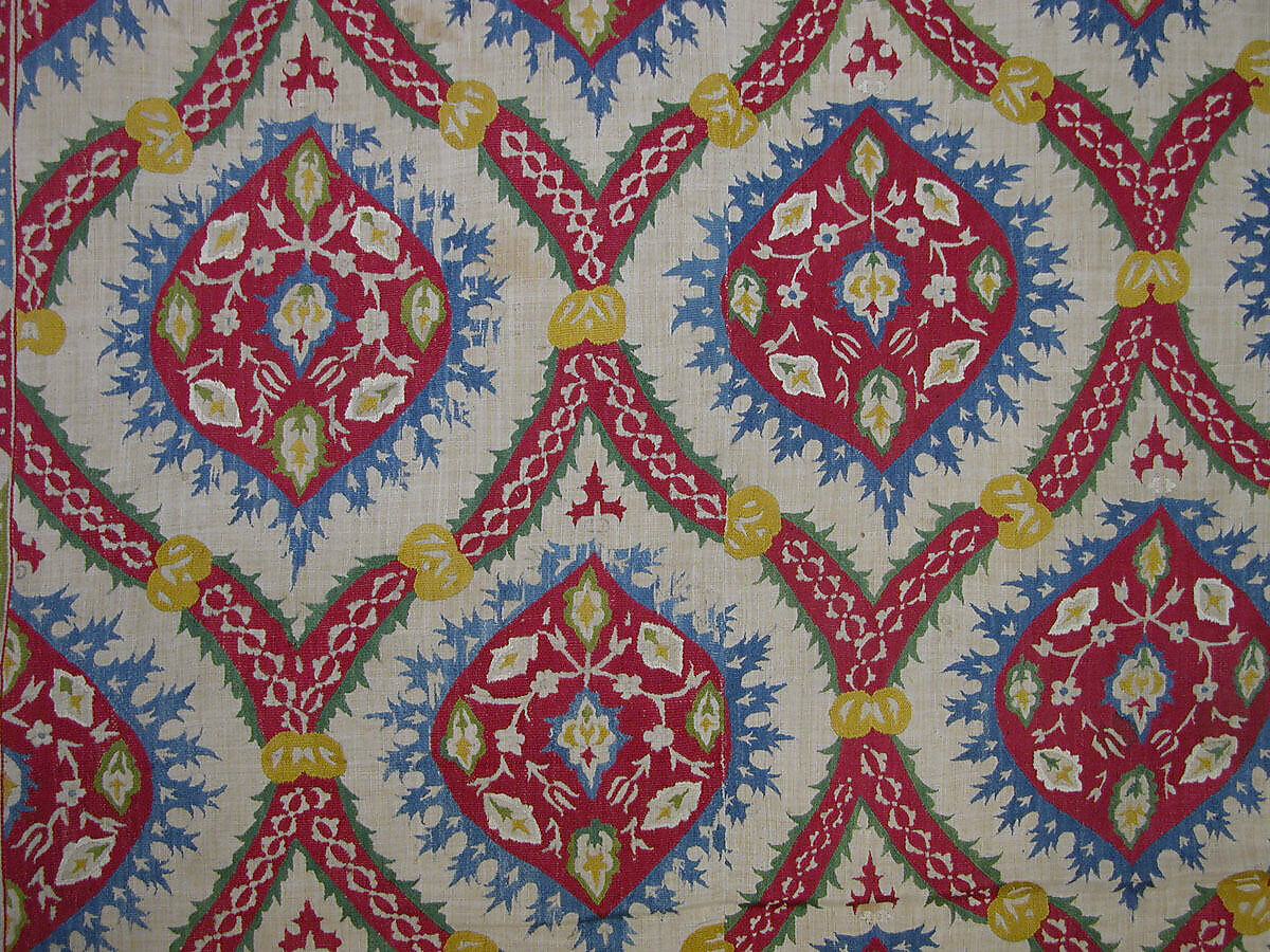 Cover, Linen, silk; plain weave, embroidered
