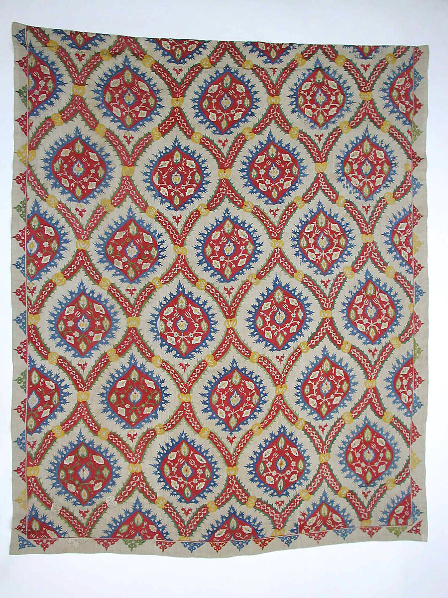 Cover, Linen, silk; plain weave, embroidered