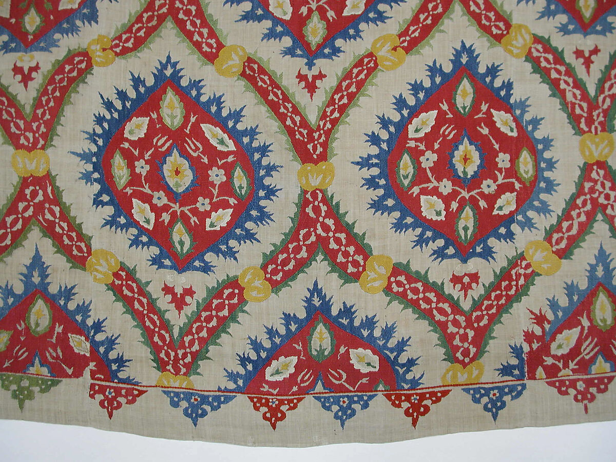 Cover, Linen, silk; plain weave, embroidered