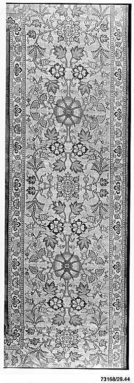 Border of a Luxurious Floor Covering, Silk, silver and gold wrapped thread; lampas