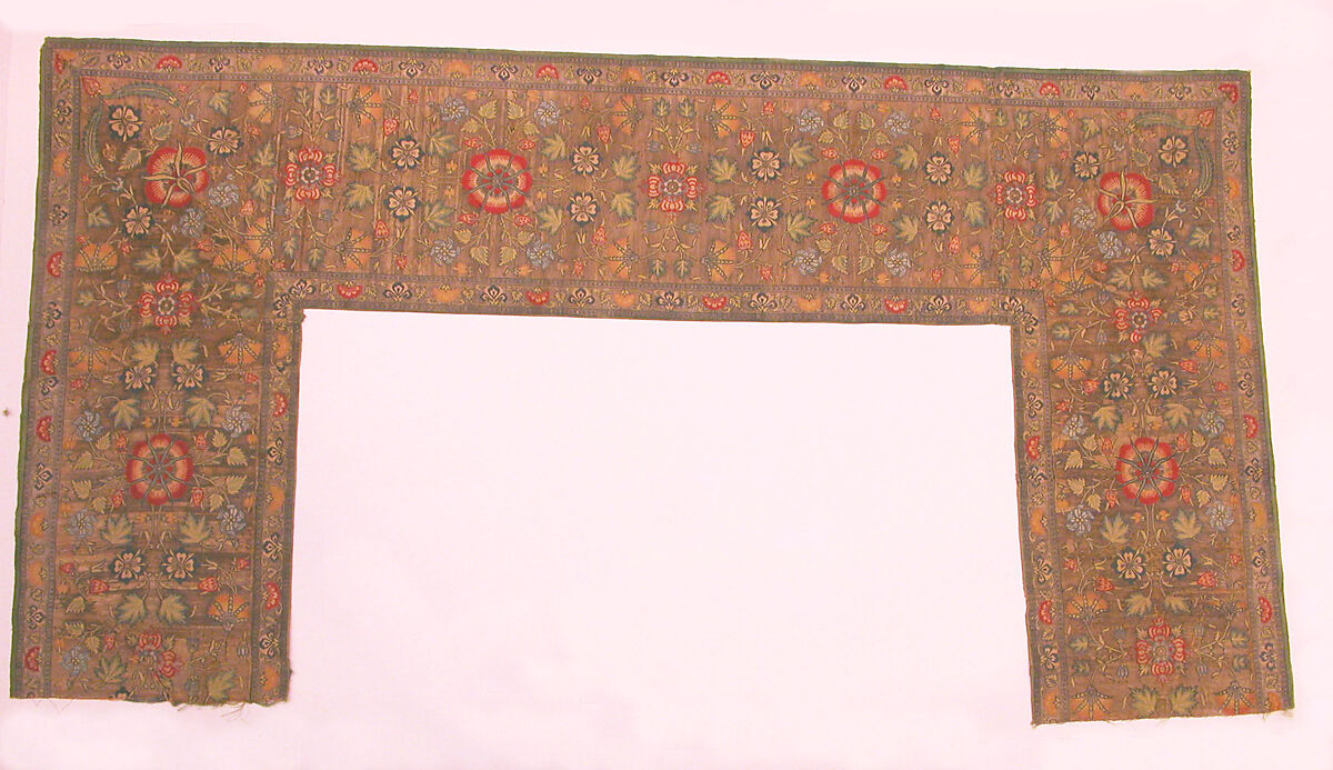 Border of a Luxurious Floor Covering, Silk, silver and gold wrapped thread; lampas