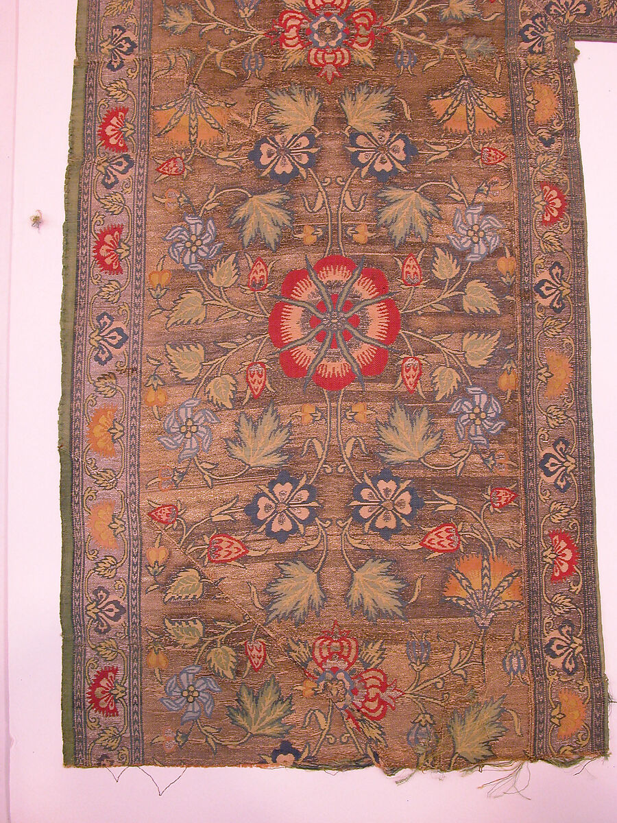 Border of a Luxurious Floor Covering, Silk, silver and gold wrapped thread; lampas
