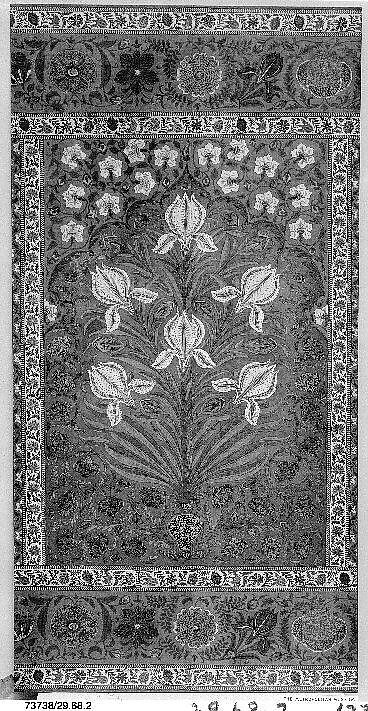 Panel from a Tent Lining, Cotton; plain weave, mordant painted and dyed, resist dyed