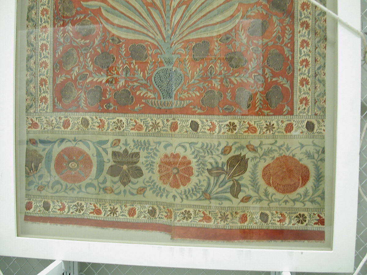 Panel from a Tent Lining, Cotton; plain weave, mordant painted and dyed, resist dyed