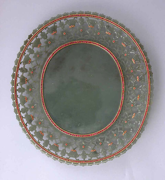 Plate, Jade, gold, rubies 