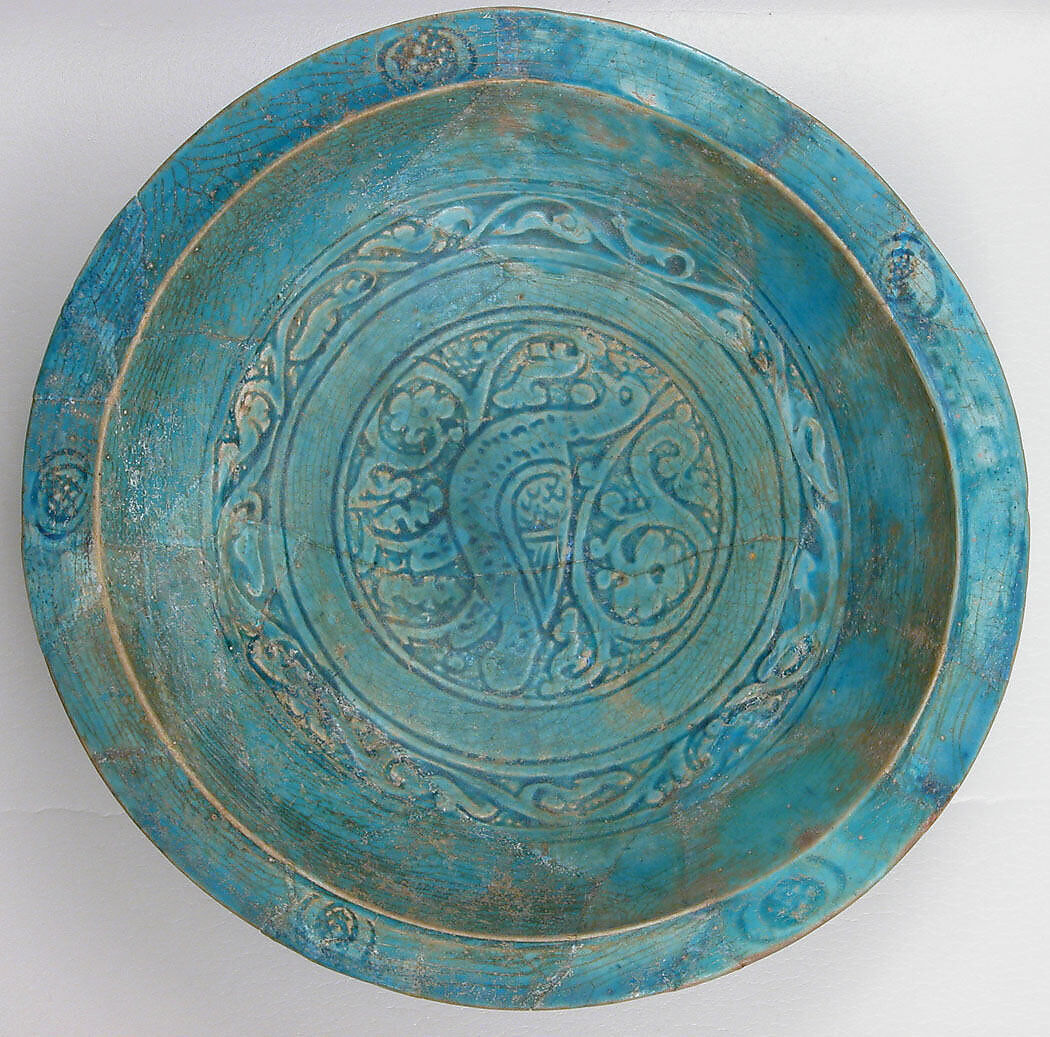 Bowl, Stonepaste; carved and glazed 