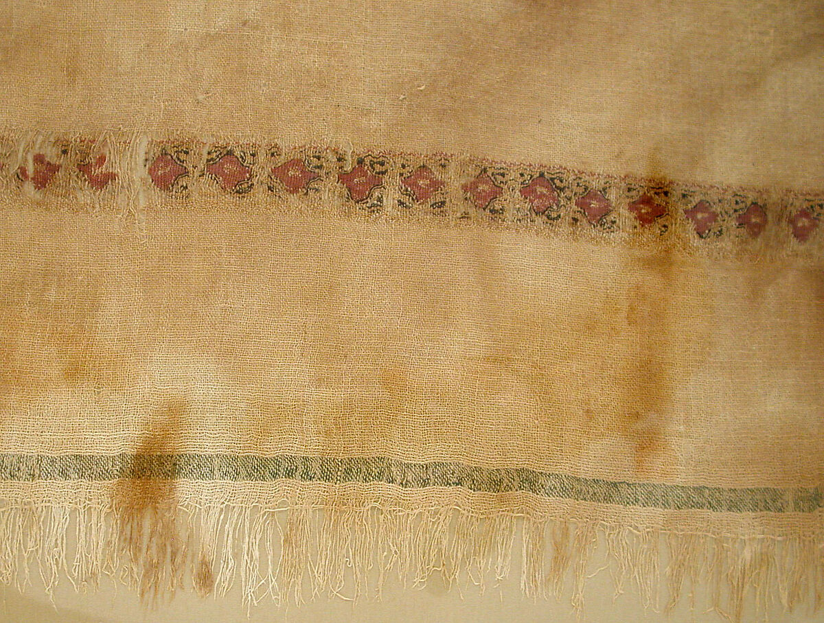 Textile Fragment with Inscription, Linen, silk; plain weave, tapestry weave