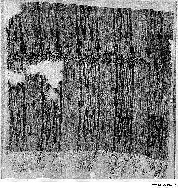 Tiraz Fragment from an Ikat Shawl, Cotton, ink, gold; plain weave, resist-dyed (ikat), painted