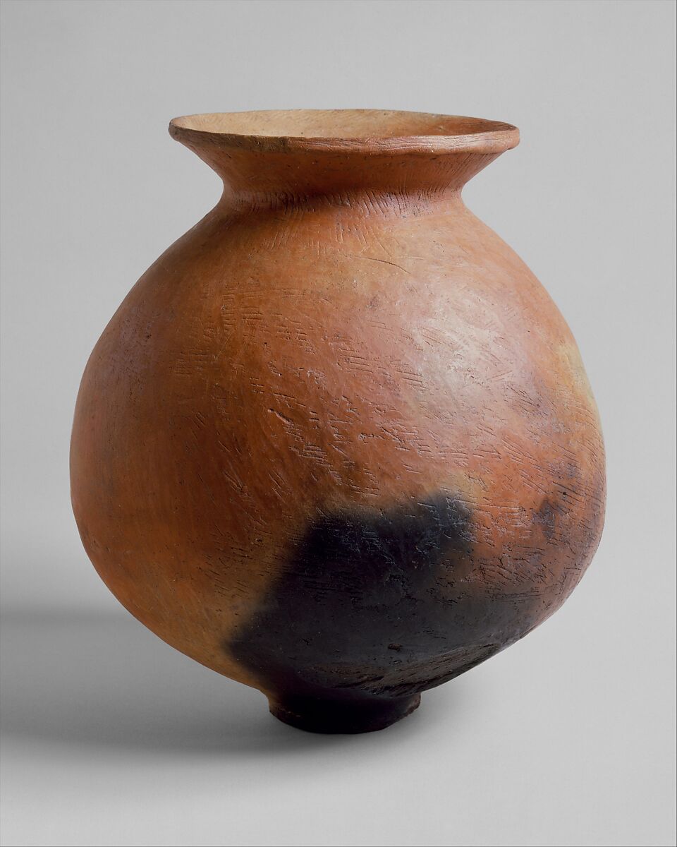 Jar, Earthenware with incised decoration, Japan 