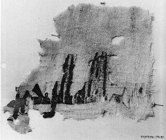 Textile Fragment, Linen, silk; plain weave, tapestry weave