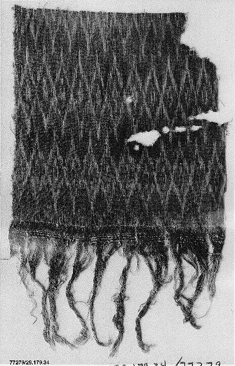 Textile Fragment, Cotton; plain weave, resist-dyed (ikat), embroidered