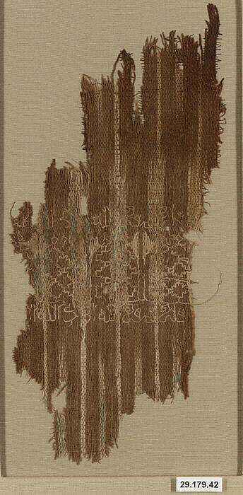 Textile Fragment, Cotton; plain weave, resist-dyed (ikat), embroidered 