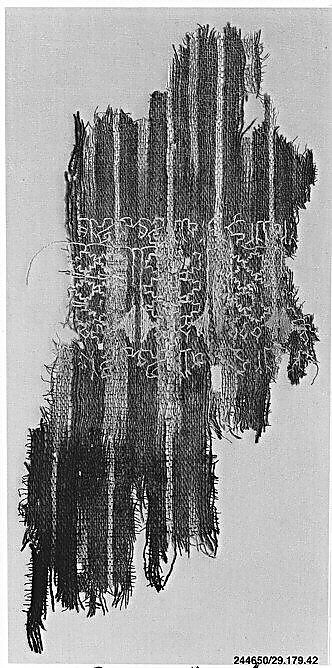 Textile Fragment, Cotton; plain weave, resist-dyed (ikat), embroidered