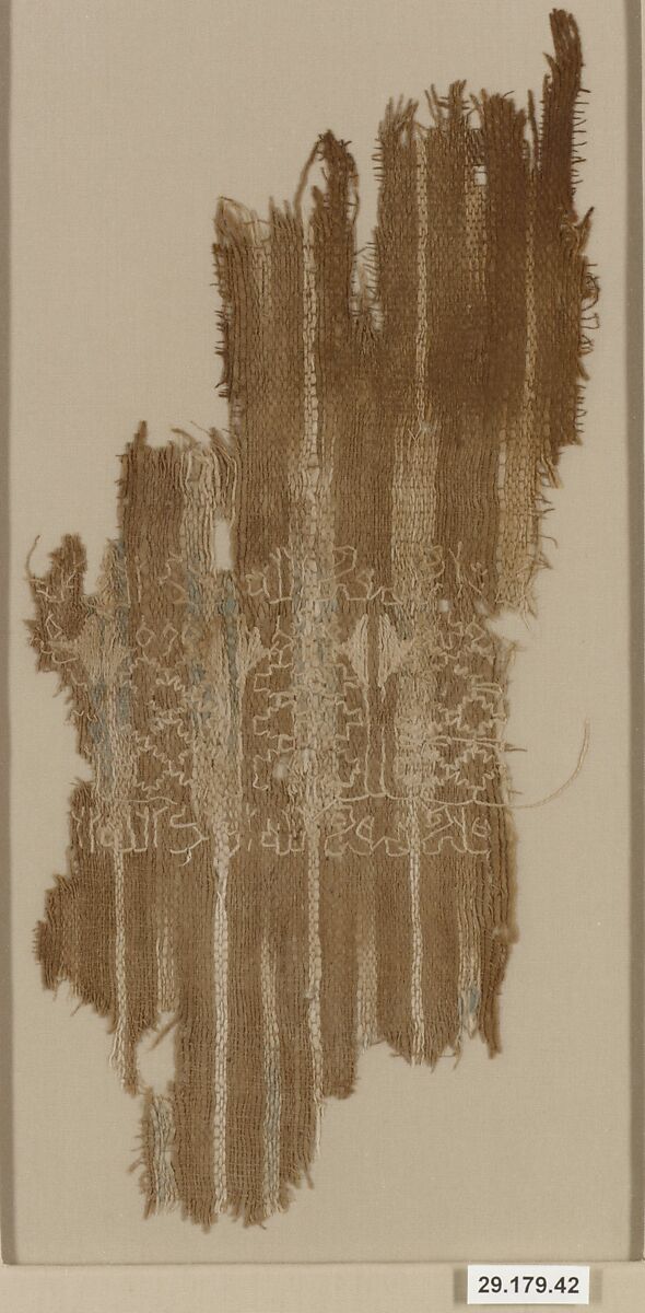 Textile Fragment, Cotton; plain weave, resist-dyed (ikat), embroidered