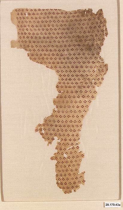 Textile Fragment, Linen, silk; plain weave, brocaded 