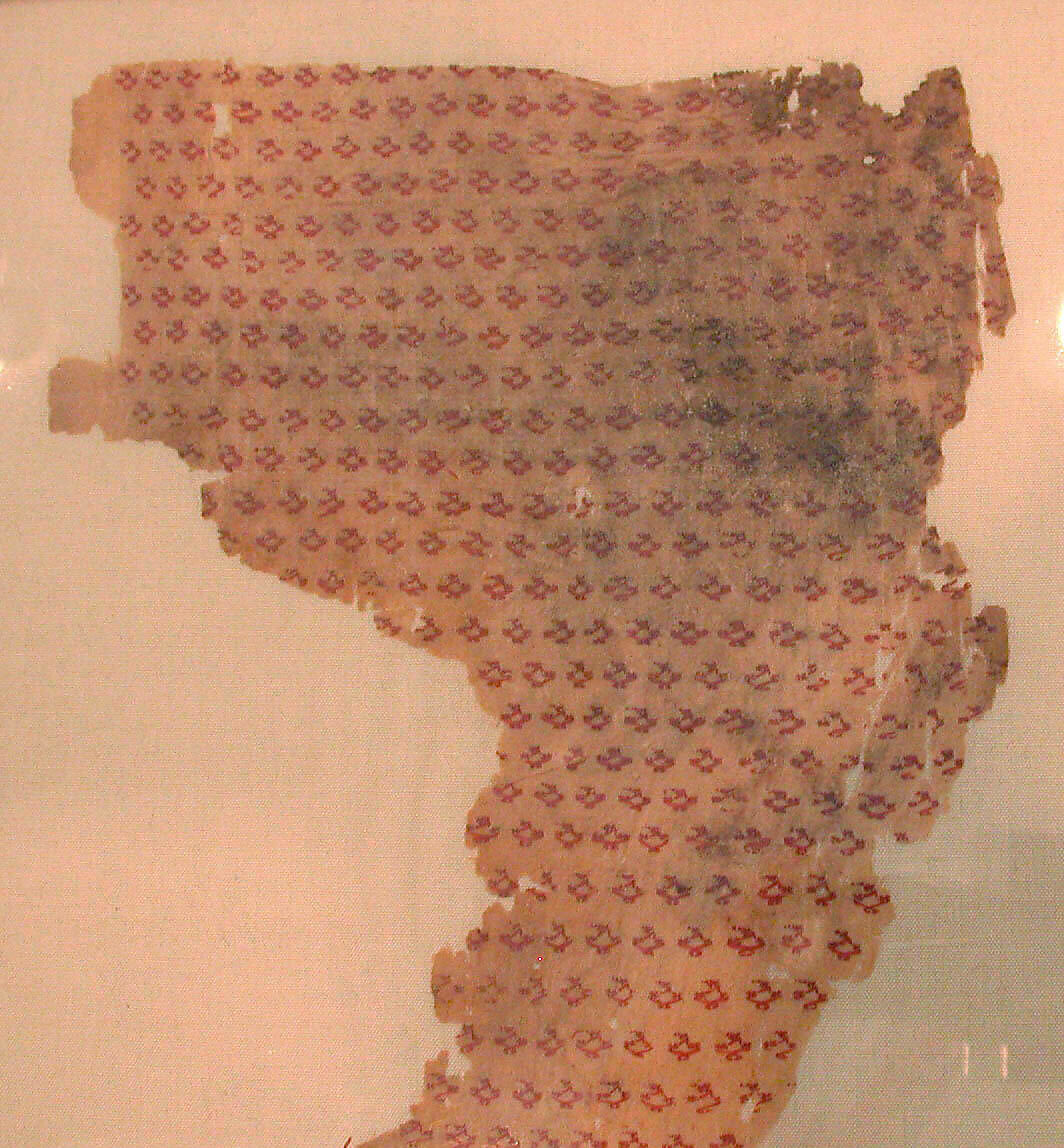 Textile Fragment, Linen, silk; plain weave, brocaded