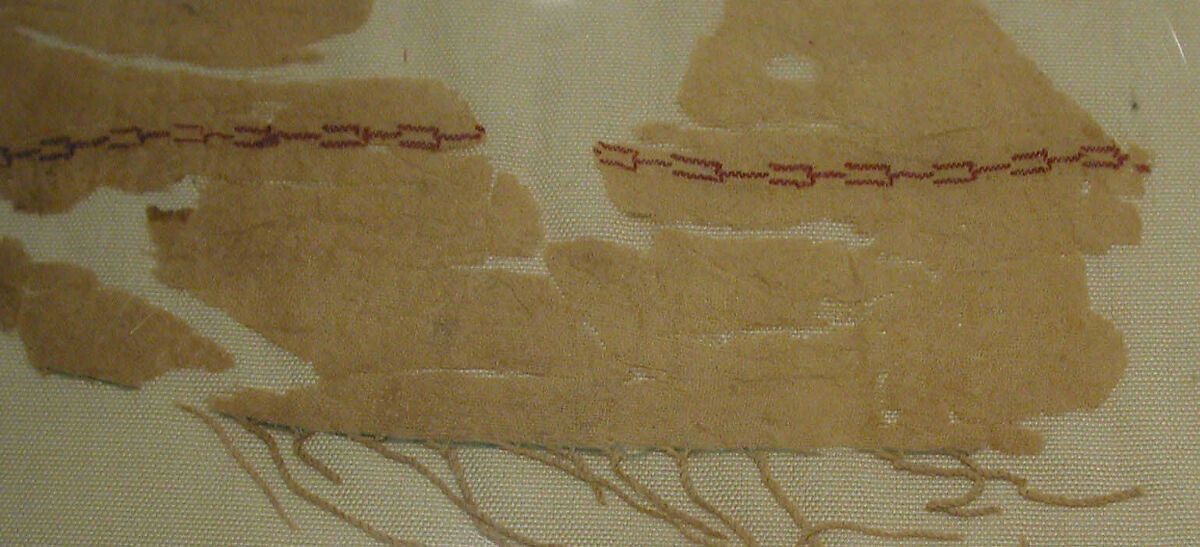 Textile Fragment, Linen, silk; plain weave, brocaded