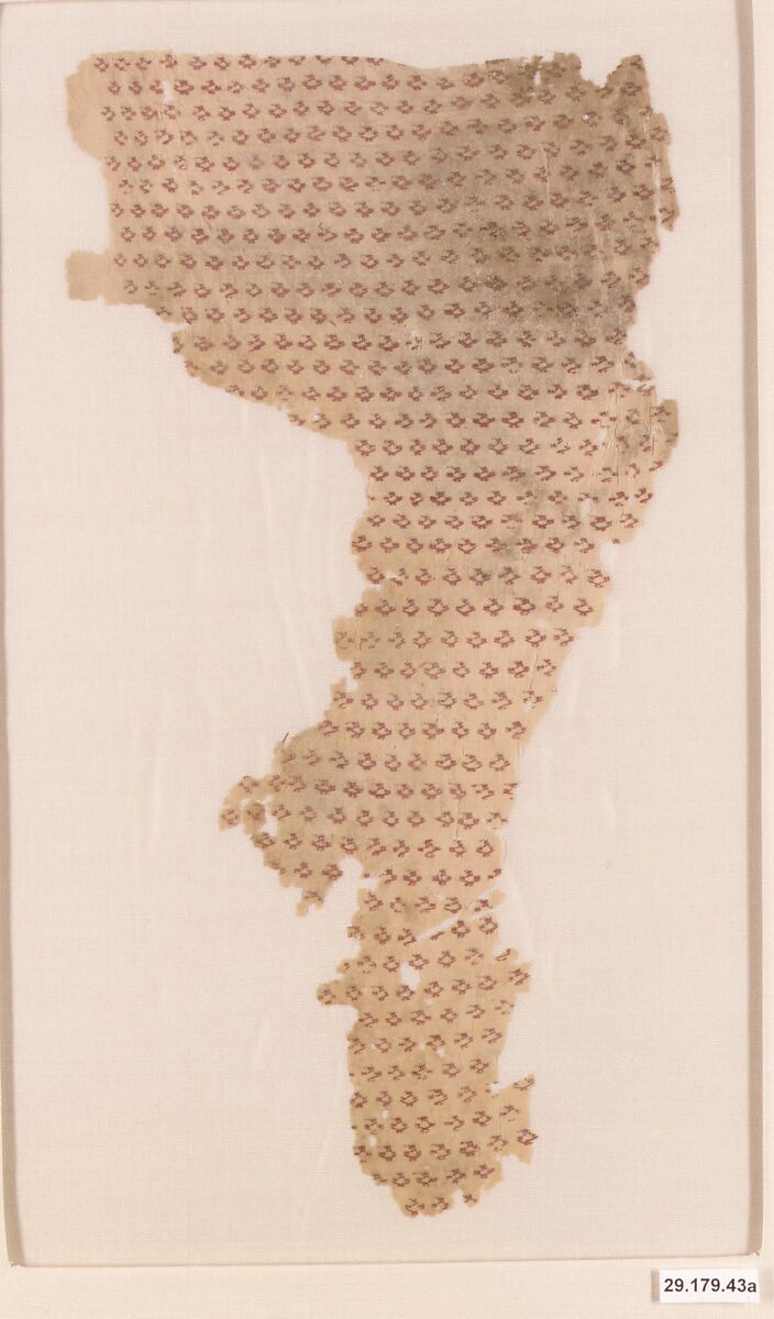 Textile Fragment, Linen, silk; plain weave, brocaded