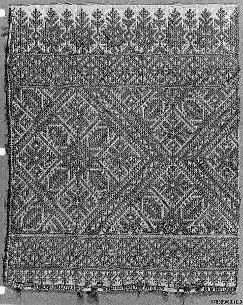 Textile Fragment, Cotton, silk; embroidered 