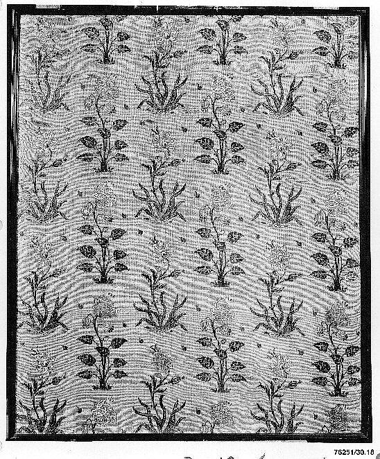 Joined Fragments: Velvet Panel with Rows of Flowers, Silk, cut and voided velvet, with continuous floats of metal wrapped thread