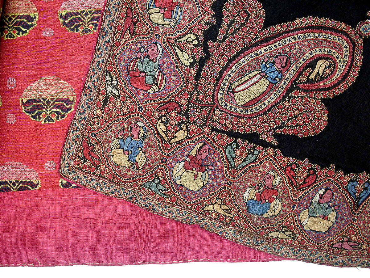 Coat (Choga), Wool, silk; twill weave, embroidered 
Lining: Silk; plain weave, brocaded