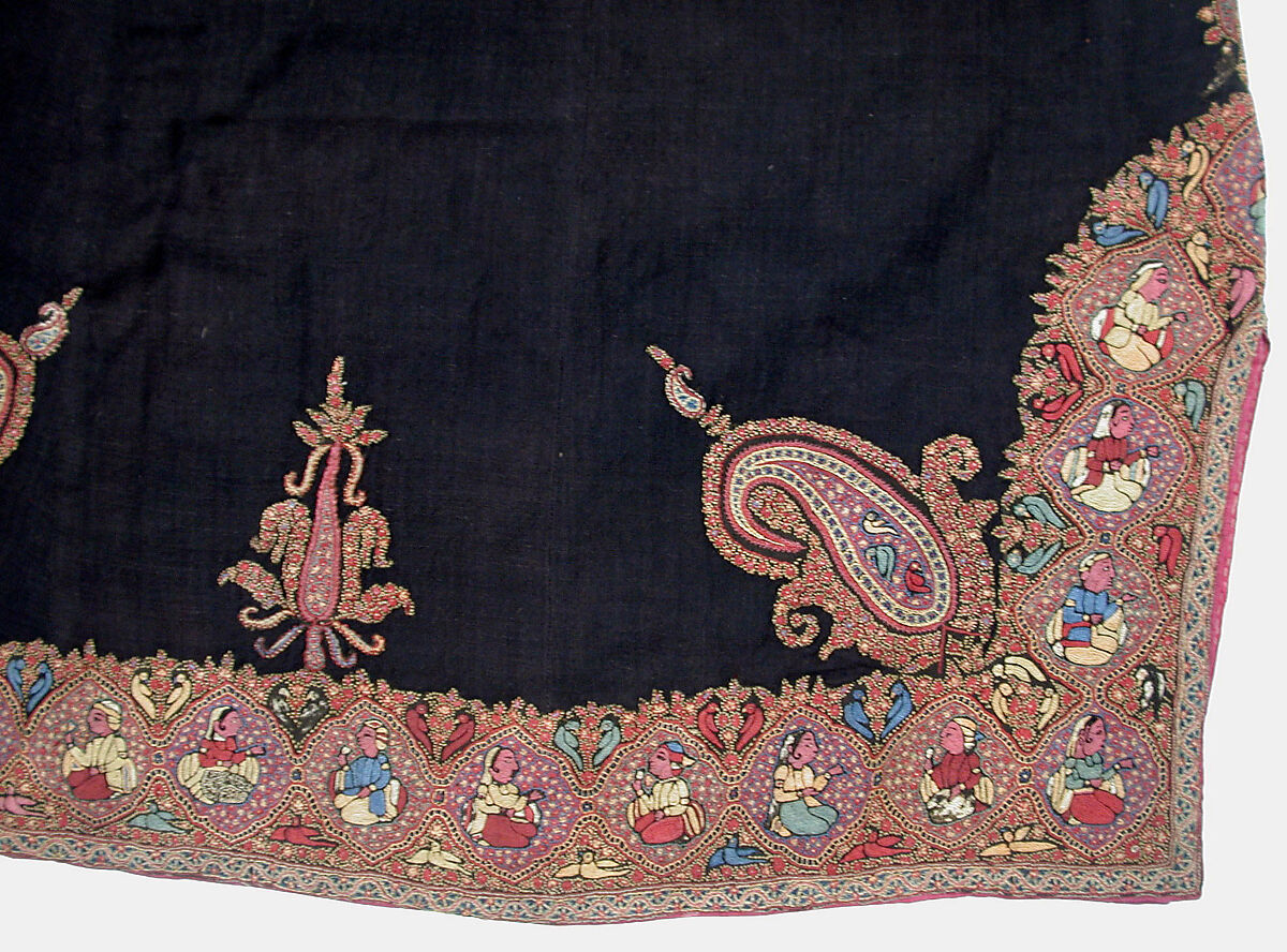 Coat (Choga), Wool, silk; twill weave, embroidered 
Lining: Silk; plain weave, brocaded