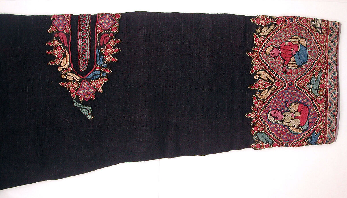 Coat (Choga), Wool, silk; twill weave, embroidered 
Lining: Silk; plain weave, brocaded