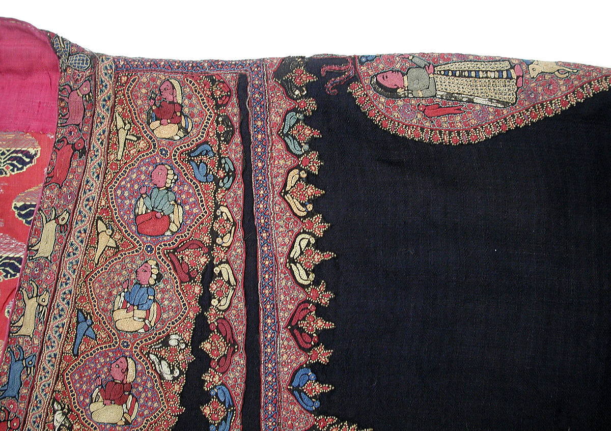 Coat (Choga), Wool, silk; twill weave, embroidered 
Lining: Silk; plain weave, brocaded