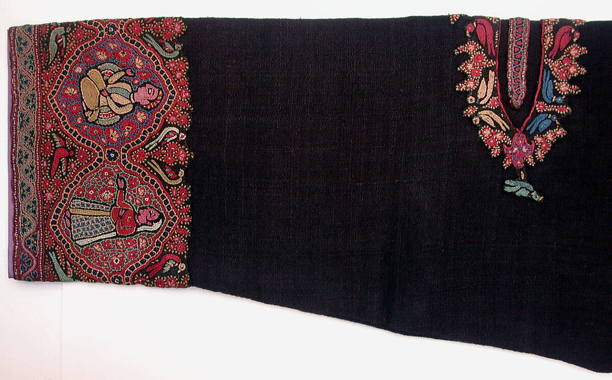 Coat (Choga), Wool, silk; twill weave, embroidered 
Lining: Silk; plain weave, brocaded