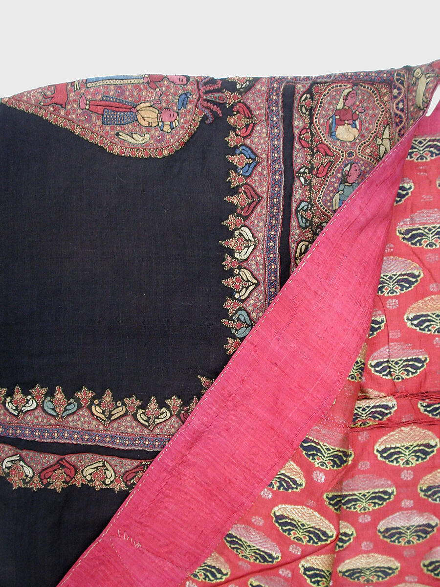 Coat (Choga), Wool, silk; twill weave, embroidered 
Lining: Silk; plain weave, brocaded