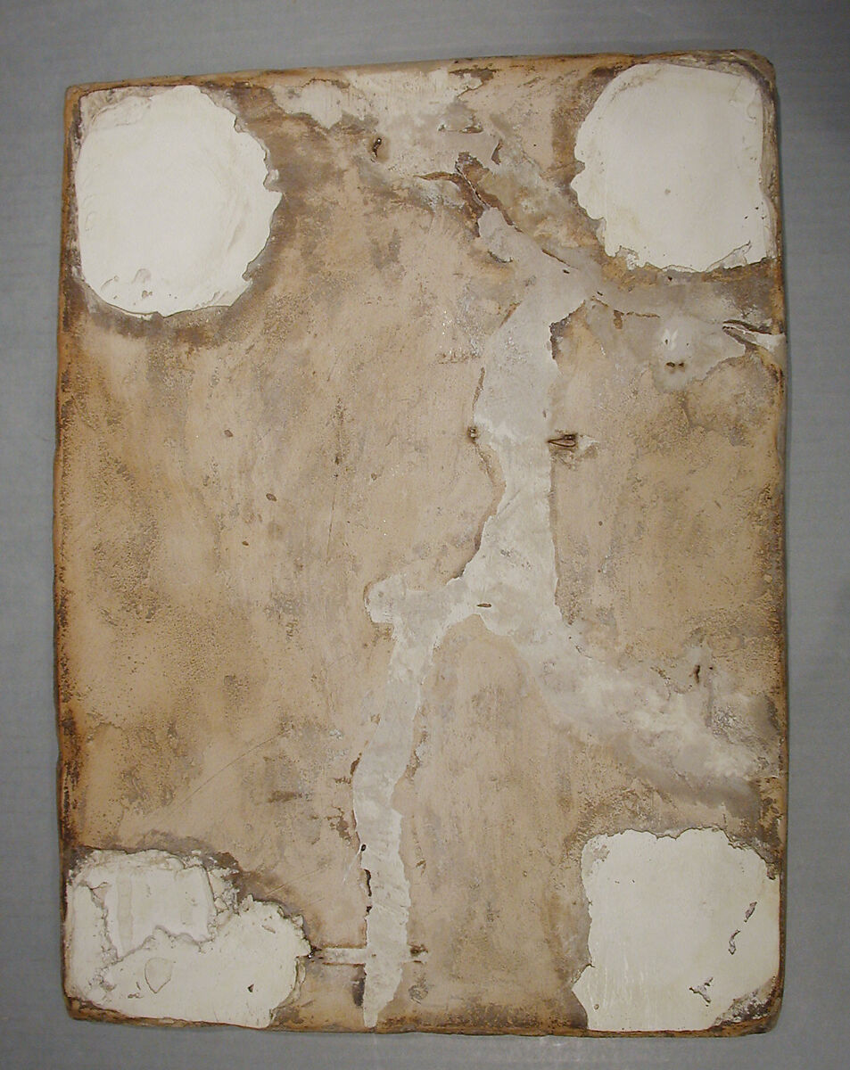 Tile with Niche Design, Nusrat al-Din  Muhammad, Stonepaste; inglaze painted in blue, luster-painted on opaque white glaze