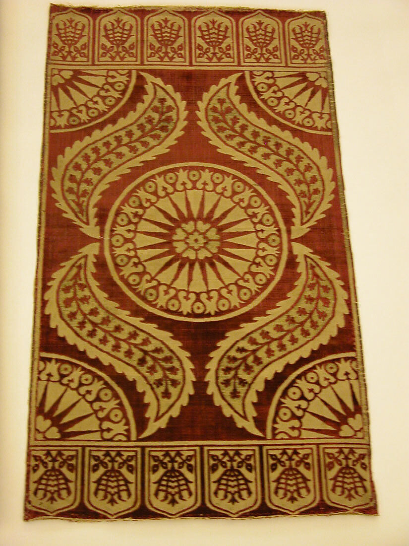 Cushion Cover (Yastik), Silk, cotton, metal wrapped thread; cut and voided velvet, brocaded