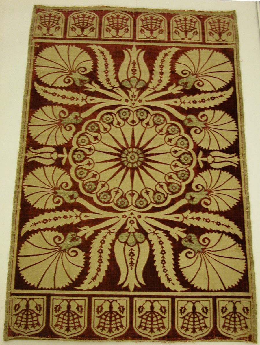 Cushion Cover (Yastik), Silk, cotton, metal wrapped thread; cut and voided velvet, brocaded