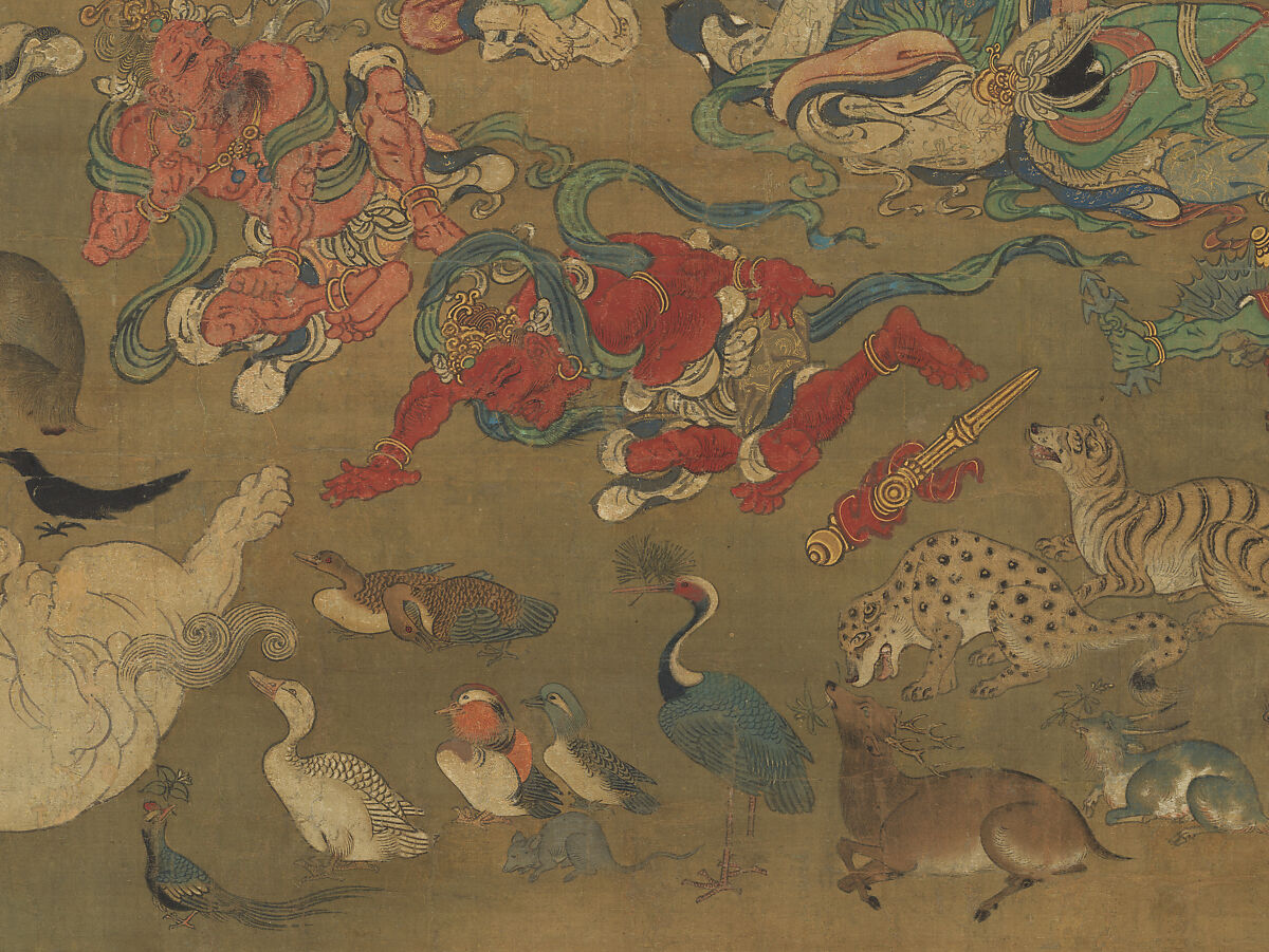 Death of the Historical Buddha (Nehan-zu), Hanging scroll; ink, color, and gold on silk, Japan