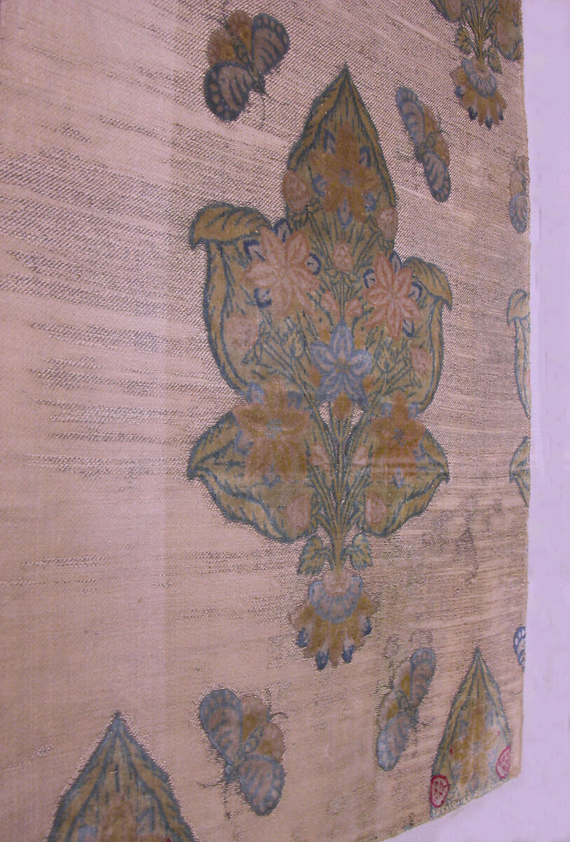 Velvet with Pattern of Butterflies and Flowers, Silk, metal wrapped thread; cut and voided velvet