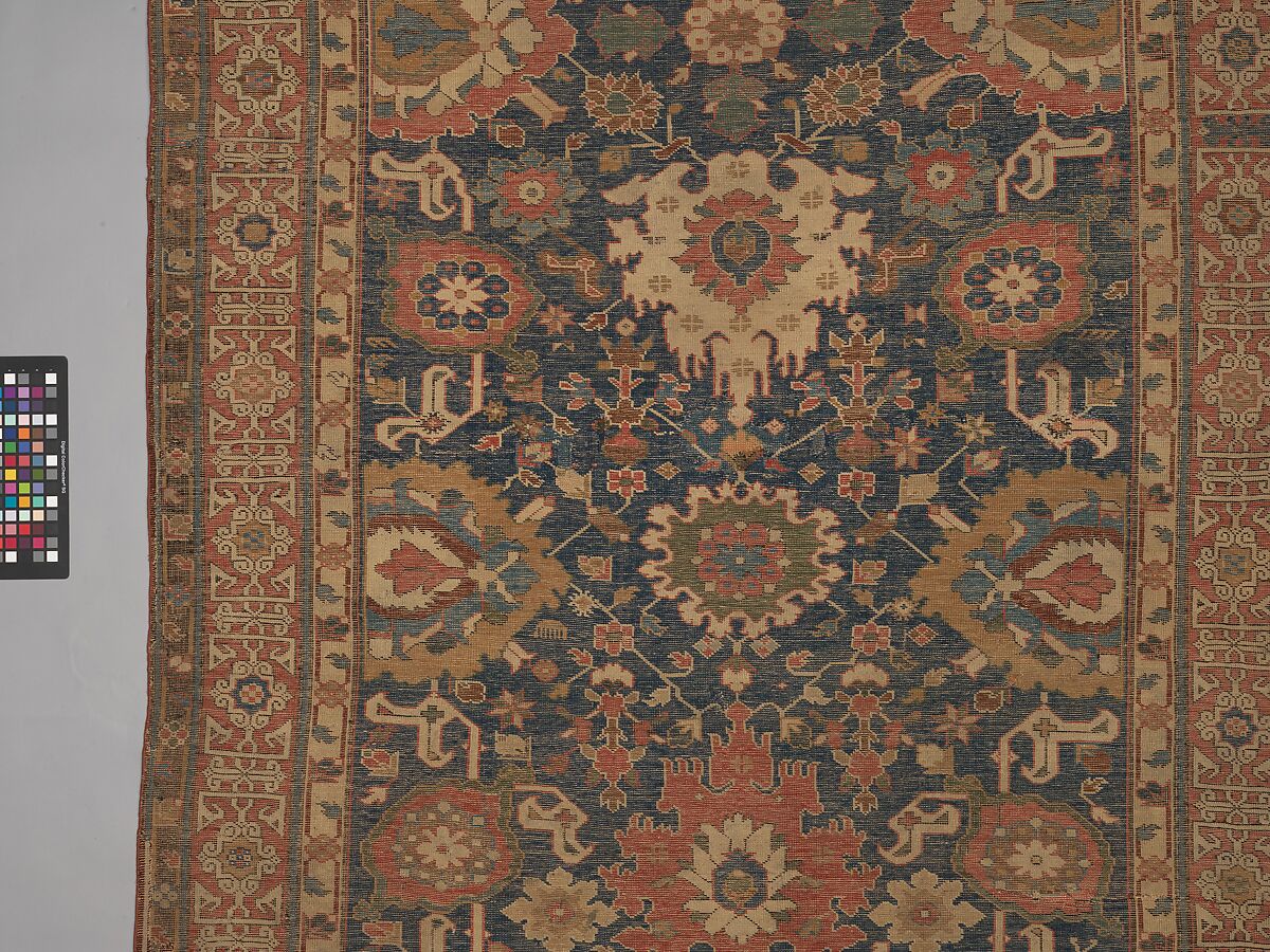 Carpet, Wool (warp, weft and pile); symmetrically knotted pile