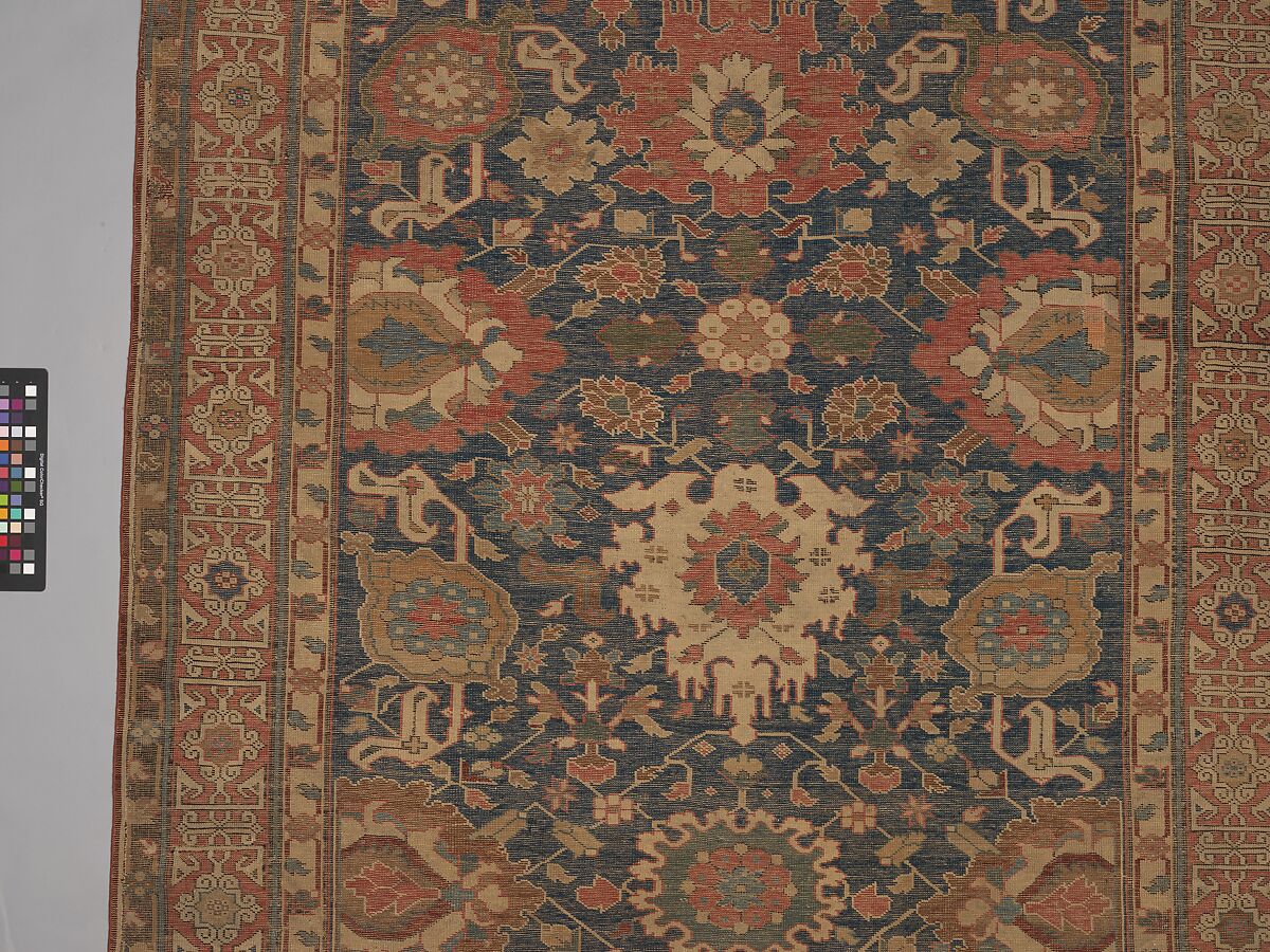 Carpet, Wool (warp, weft and pile); symmetrically knotted pile