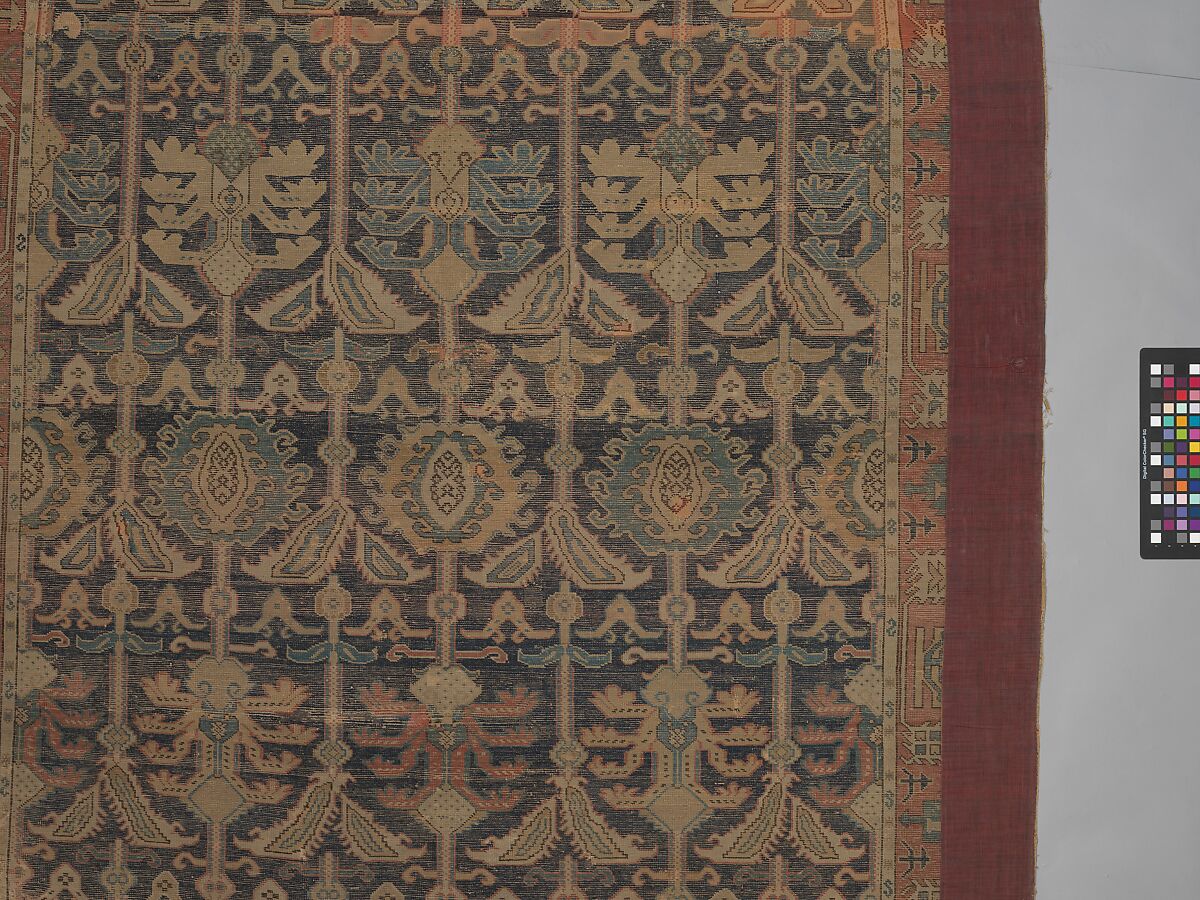 Carpet, Wool (warp, weft and pile); symmetrically knotted pile