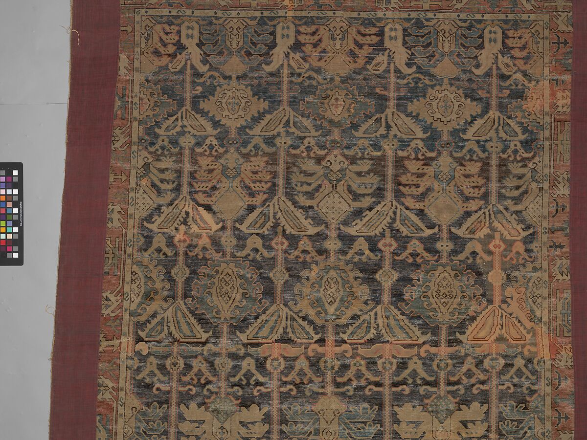 Carpet, Wool (warp, weft and pile); symmetrically knotted pile