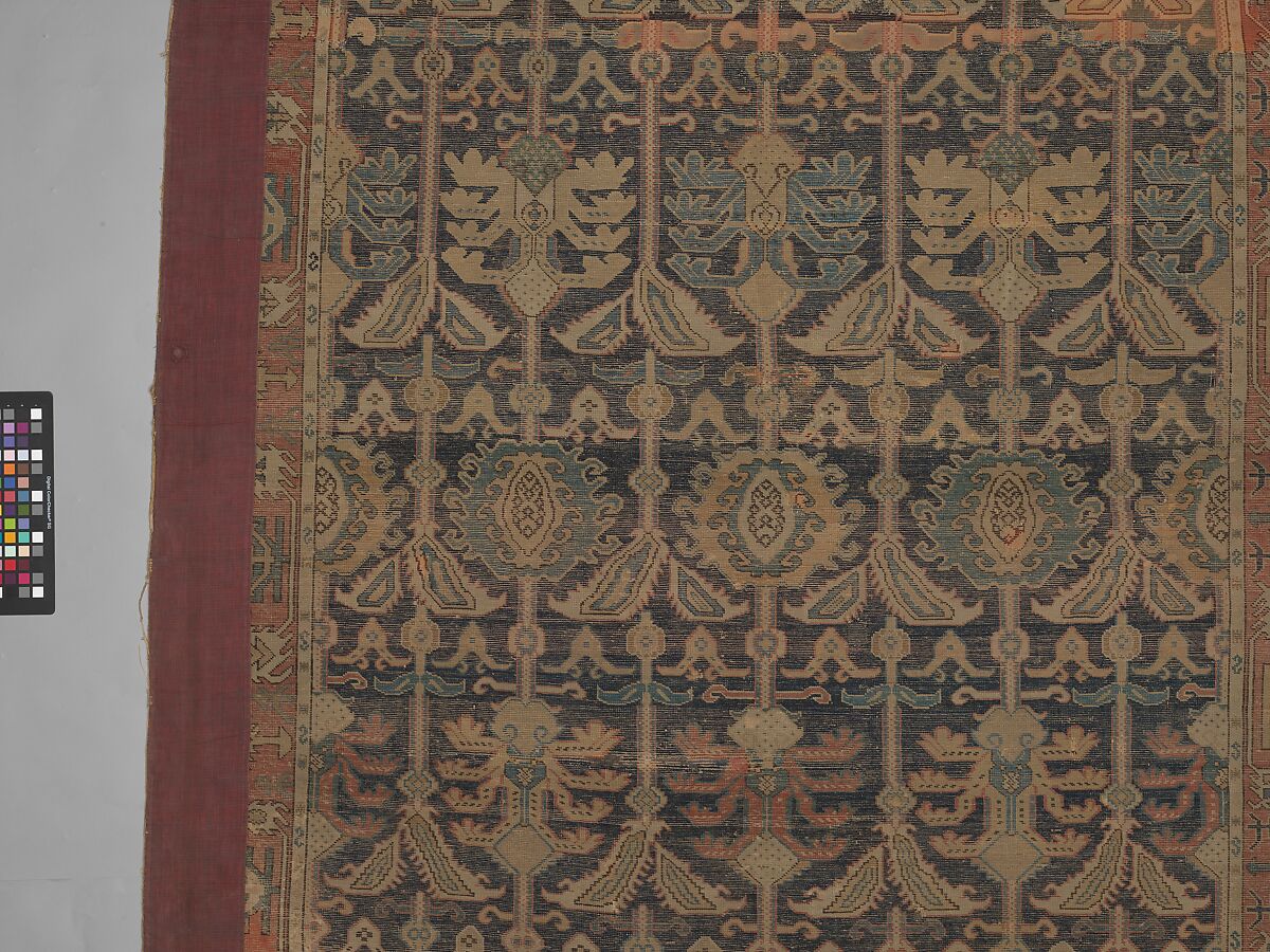 Carpet, Wool (warp, weft and pile); symmetrically knotted pile