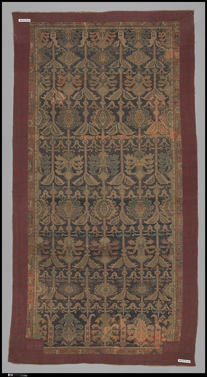 Carpet, Wool (warp, weft and pile); symmetrically knotted pile