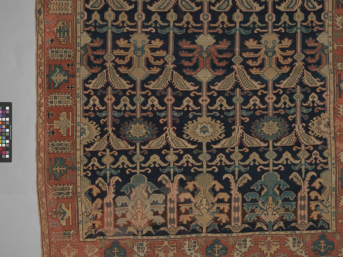 Carpet, Wool (warp, weft and pile); symmetrically knotted pile