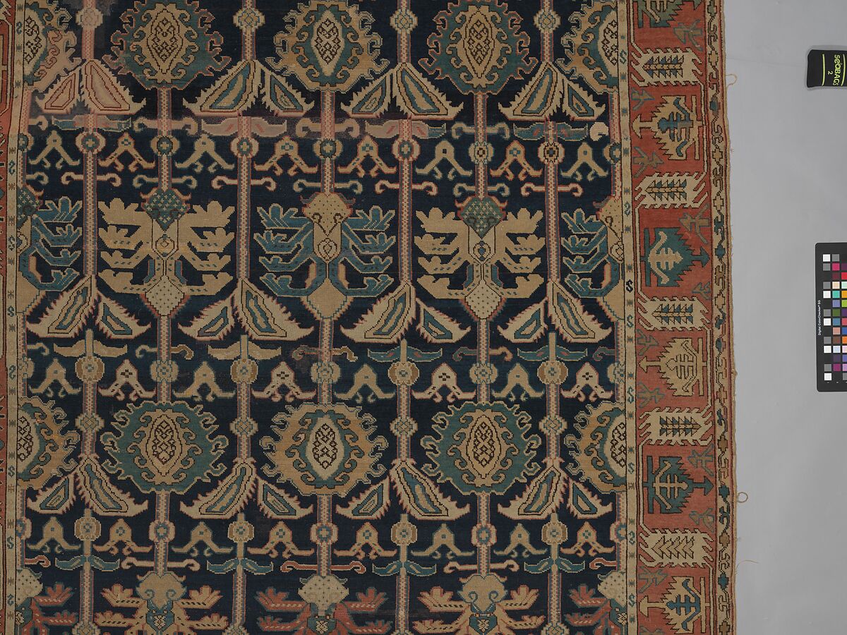 Carpet, Wool (warp, weft and pile); symmetrically knotted pile