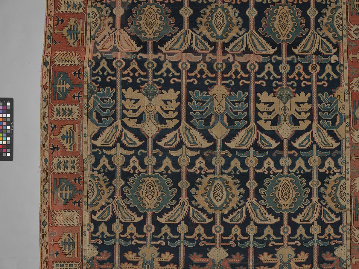 Carpet, Wool (warp, weft and pile); symmetrically knotted pile