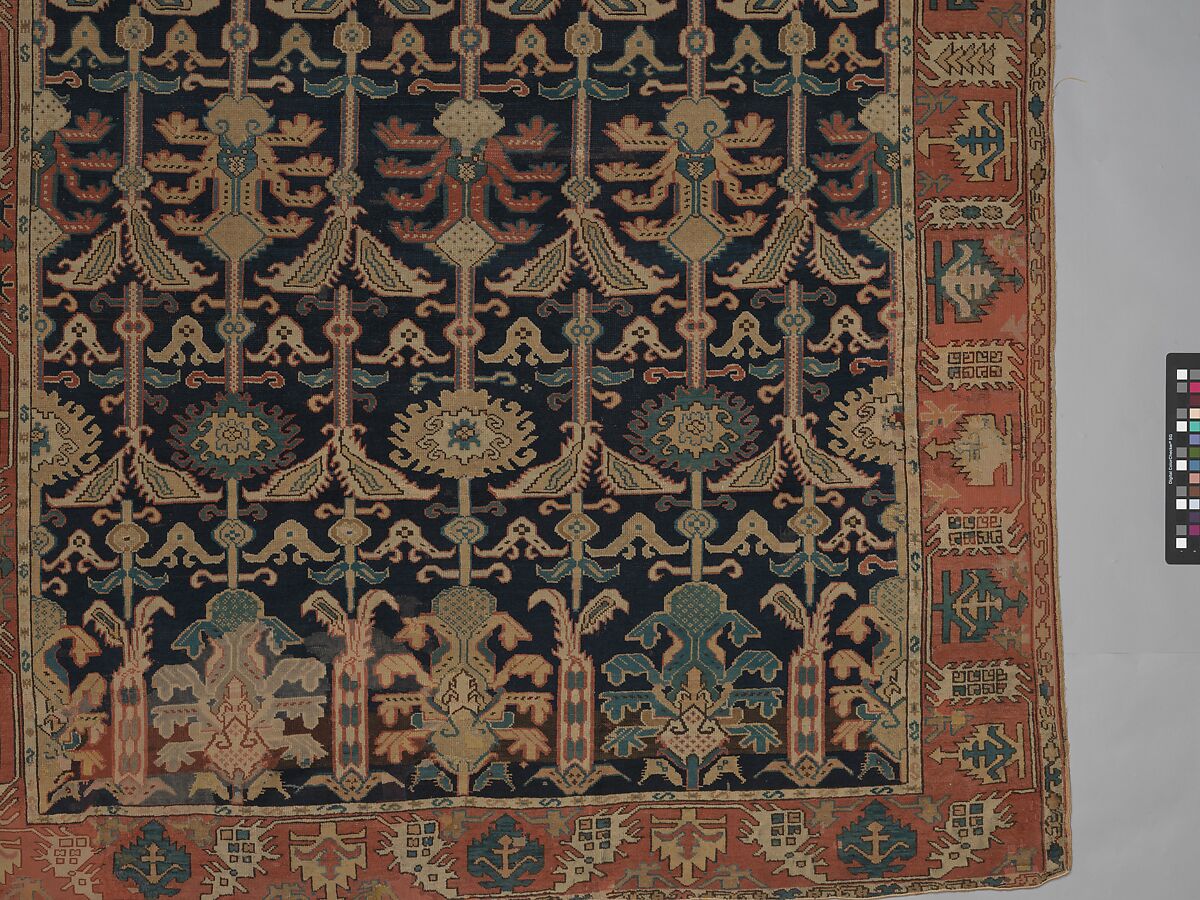 Carpet, Wool (warp, weft and pile); symmetrically knotted pile
