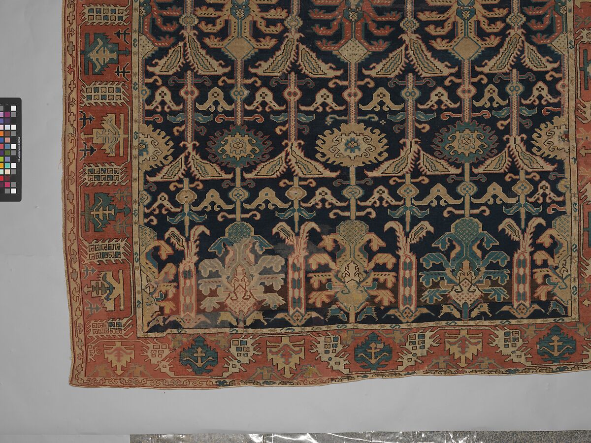 Carpet, Wool (warp, weft and pile); symmetrically knotted pile