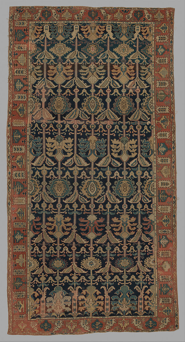Carpet, Wool (warp, weft and pile); symmetrically knotted pile 