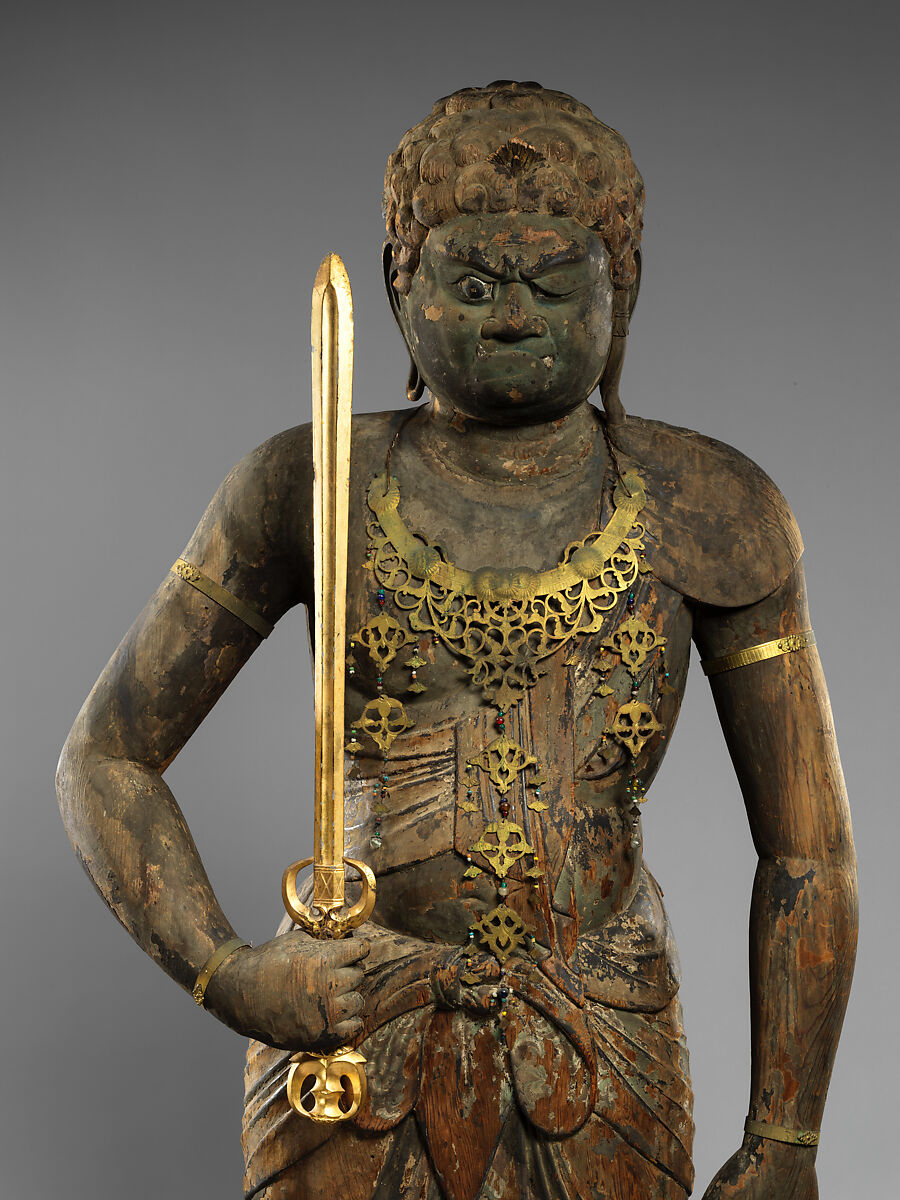 Fudō Myōō (Achala Vidyaraja), Wood with lacquer, gold leaf, and color; joined-woodblock construction (yosegi-zukuri), Japan