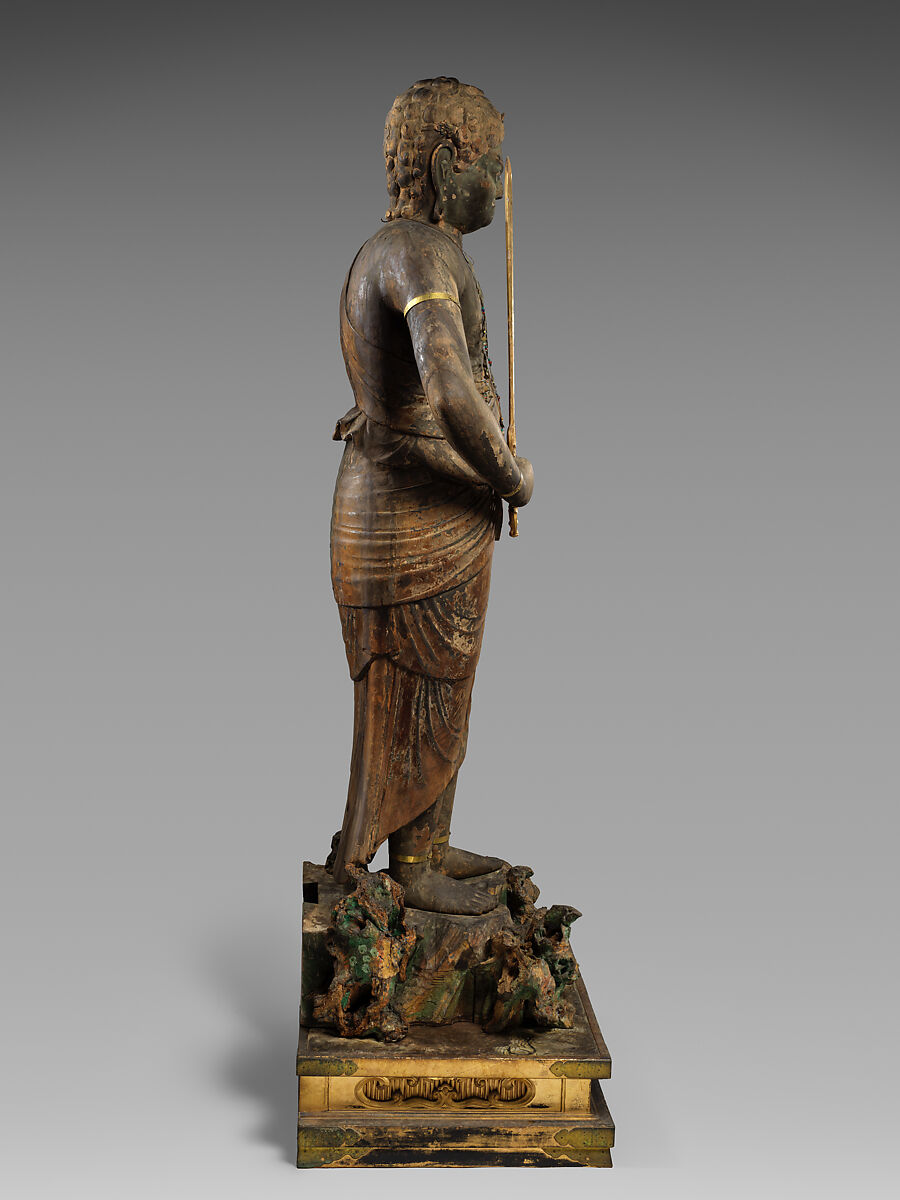 Fudō Myōō (Achala Vidyaraja), Wood with lacquer, gold leaf, and color; joined-woodblock construction (yosegi-zukuri), Japan